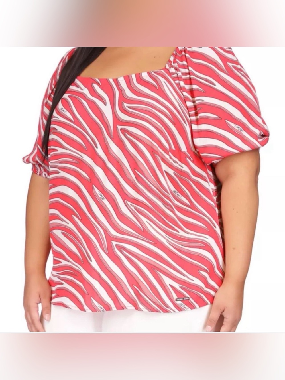 Michael Kors Coral Zebra Print Blouse